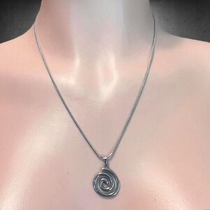 Stainless steel spiral pendant necklace